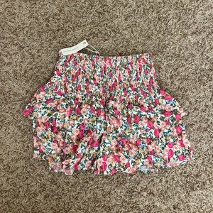 NWT Olivia Cummings Floral Smocked Mini Skirt - Pink Multi Size M!
